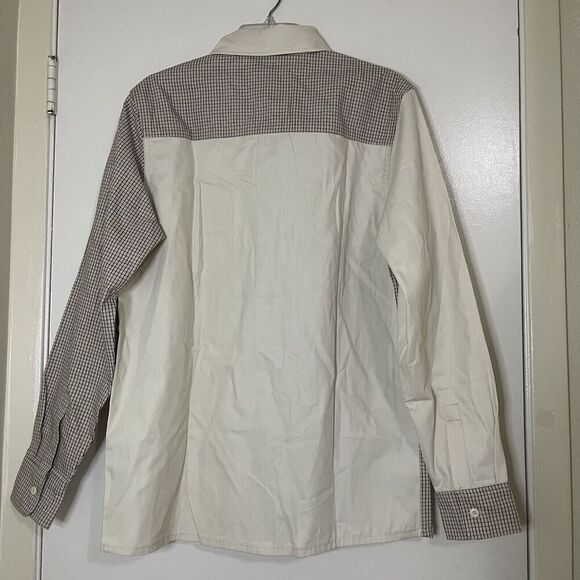 NEW! DICKIES Long sleeve plaid khaki tan button down heavy weight shirt medium - Picture 6 of 6